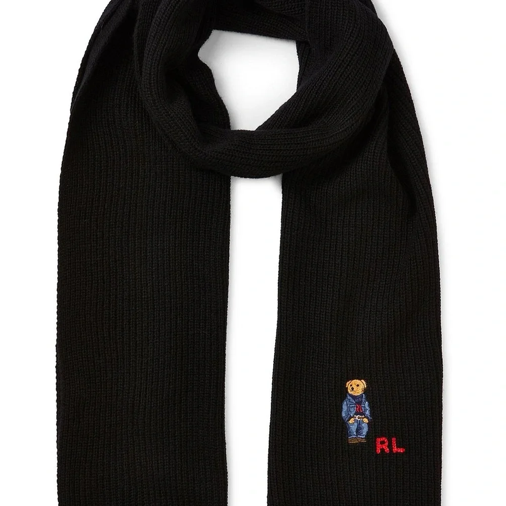 POLO RALPH LAUREN SOLID DENIM BEAR SCARF